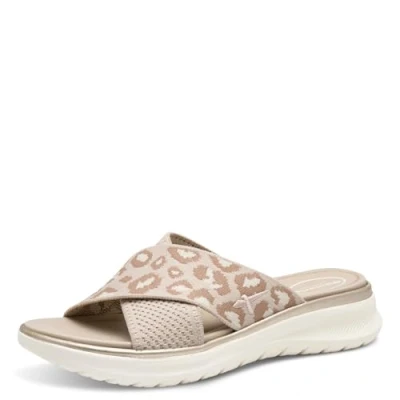 Afbeelding van TAMARIS Comfort Damesslippers, brede pasvorm, wasbaar, luipaardpatroon, maat 40 EU, luipaard, Luipaard., EU