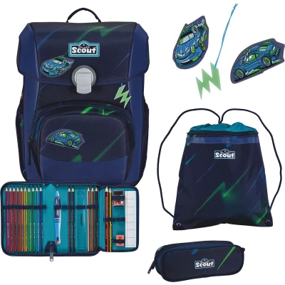 Afbeelding van Scout Schooltas Superflash Neo Set 4 delig City Lights Blauw