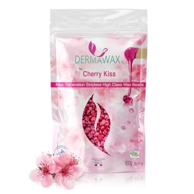 Afbeelding van DERMAWAX Cherry Kiss Wasparels, 800 g, voor intieme ontharing, oksels en rug, zonder strepen, geschikt alle huidtypes