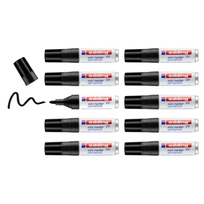 Afbeelding van edding 0,5 mini permanent marker polyzakken van 10 zwart