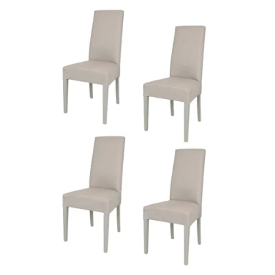Afbeelding van Tommychairs Chiara Eetkamerstoelen Set van 4 Beige Stof &amp; Hout