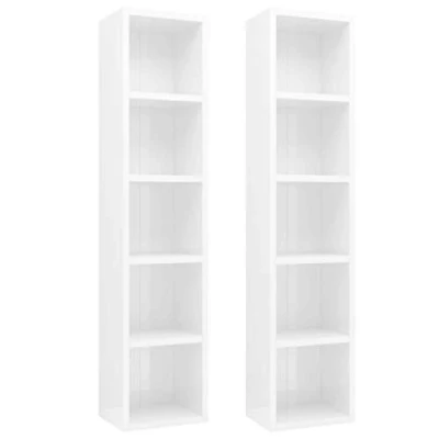 Afbeelding van vidaXL Cd kasten 2 st 21x16x93,5 bewerkt hout hoogglans wit