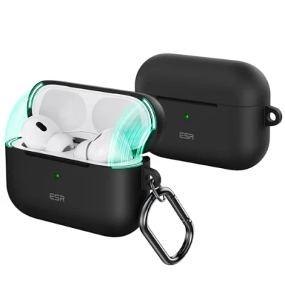 Afbeelding van ESR AirPods Pro hoes (2023/2022/2019, 2e/1e generatie), compatibel met 2e generatie hoesjes (USB C/Lightning kabel), magnetisch vergrendelingsdeksel, volledige bescherming