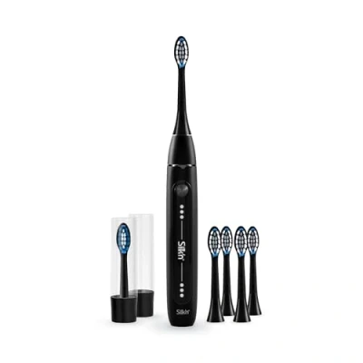 Afbeelding van Silk&#039;n SonicYou Elektrische Tandenborstel Geschenkset met 4 Pack Zwarte opzetborstels Zwart