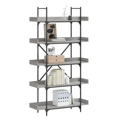 Afbeelding van Boekenkast 5 laags 100x33x180,5 cm bewerkt hout grijs sonoma