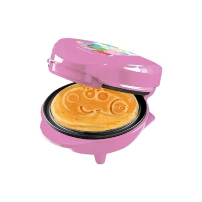 Afbeelding van Peppa Pig Wafelijzer, mini wafelijzer in uniek &quot;Peppa&quot; design, voor kinderfeestjes, Pasen &amp; Kerstmis, met antiaanbaklaag, wafelformaat: Ø 10cm, officieel Licentie product, kleur: Roze