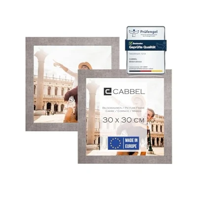 Afbeelding van CABBEL Fotolijst 30 x cm, grijs (beton), stabiele mdf houten lijst, onbreekbaar plexiglas, om op te hangen en neer zetten, ideaal voor foto&#039;s/afbeeldingen/collages