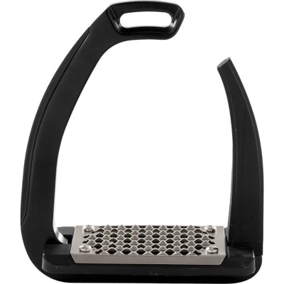 Afbeelding van Acavallo Stijgbeugels REL X Easy Zwart/Zwart 12 cm Roest en Beugelriemen