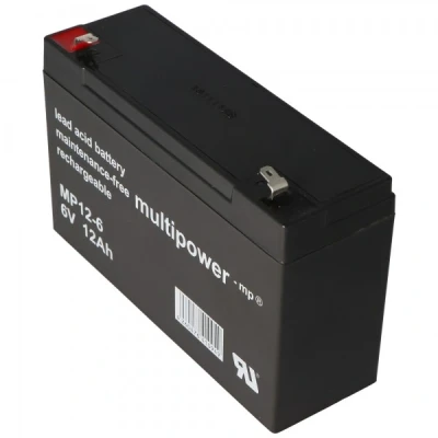 Afbeelding van Multipower MP12 6 loodbatterij met 4,8 mm Faston stekker V, 12 Ah