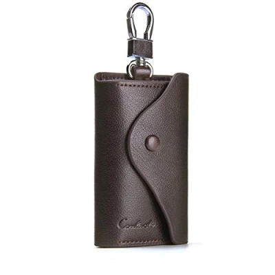 Afbeelding van Contacts Design Sleutelhanger van echt rundleer voor heren, Bruin,