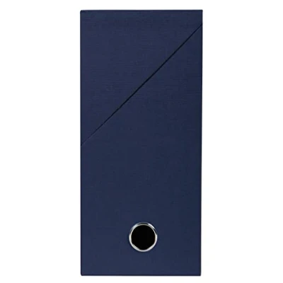 Afbeelding van Exacompta Ref. 89427E, 1 canvaspapier transferdoos, 120 mm rug, metalen oog, voor A4 formaat, afmetingen 25.5 x 34 12 cm, donkerblauwe kleur, gemonteerd geleverd