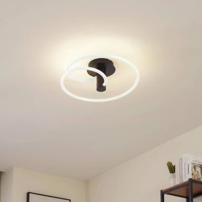 Afbeelding van Lucande LED plafondlamp, wit/zwart, PC, Ø 49 cm