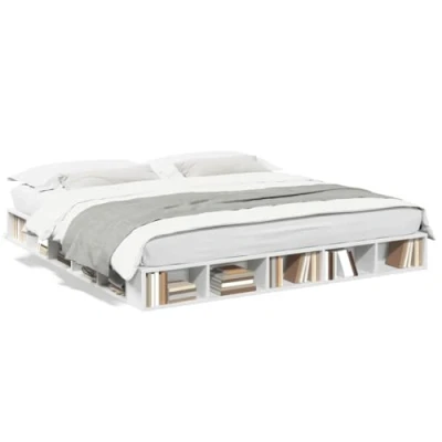Afbeelding van vidaXL Bedframe massief hout wit 200x200 cm