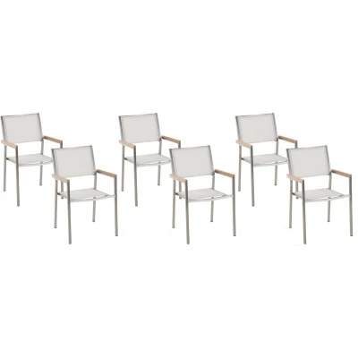 Afbeelding van Beliani GROSSETO Tuinstoel set van 6 Wit Polyester