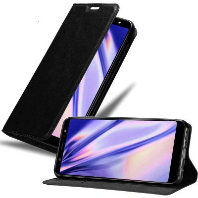 Afbeelding van Cadorabo Hoesje geschikt voor Samsung Galaxy A6 PLUS 2018 in ZWARTE NACHT Beschermhoes met magnetische sluiting, standfunctie en kaartvakje Book Case Cover Etui