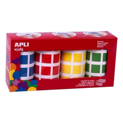 Afbeelding van APLI Kids 18326 4 kleuren vierkante gum, blauw, rood, geel en groen, 20 x mm, rollen