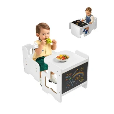 Image de VEVOR Ensemble Table et Chaises pour Diversification Alimentaire Enfants Blanc