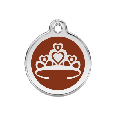 Afbeelding van Crown Brown roestvrijstalen hondenpenning medium/gemiddeld dia. 3 cm RedDingo