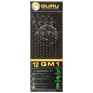 Afbeelding van Guru QM1 Ready Rigs Standard Hair 4&quot; Eyed Barbless (8 pcs) Maat : Haak 12 019mm (7lb)