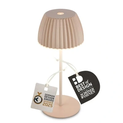 Afbeelding van LED tafellamp Brilo unplugged Riffle, beige