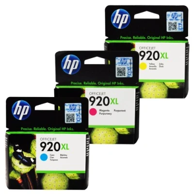 Afbeelding van HP Officejet 920XL inktpatronen, voor cyaan, magenta, geel, 3 stuks