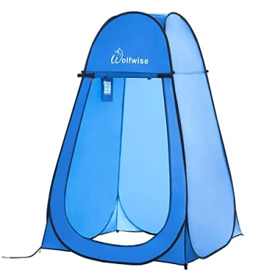 Afbeelding van pop up toilet , douche en omkleedtent, bijvoorbeeld voor gebruik op de camping, zonder tentvloer kap, draagbaar.