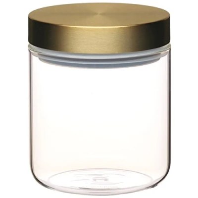 Afbeelding van MasterClass Glazen voorraadpot met messing deksel, 700 ml, transparant, 10 x 12 cm