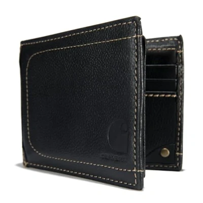 Afbeelding van Carhartt Lederen portemonnee winkel met logo 61 2201, SCHWARZ, Drievoudige