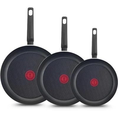 Afbeelding van Tefal Simple Cook Koekenpannenset 20/24/28cm Niet geschikt voor Inductie Anti aanbaklaag Aluminium Zwart