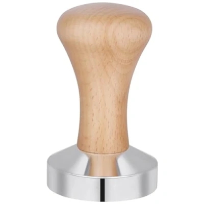 Afbeelding van Vicloon Koffietamper, espressostempel, roestvrij staal, hout, lichte houtkleur