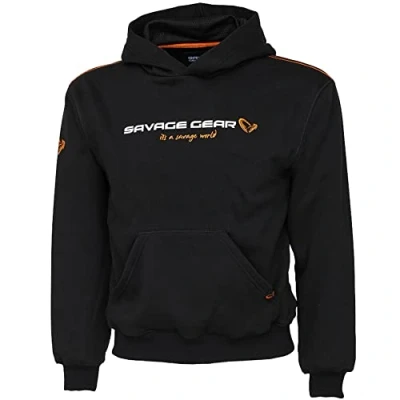 Afbeelding van Savage Gear Junior Logo Hoodie 14 16 Black Ink Vistrui Vis trui