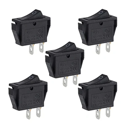 Afbeelding van ON OFF 2 voudig SPST polig Snap in Rocker Switch 16A / 20A 250V 125V AC zwart 5 stuks