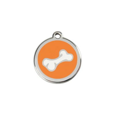 Afbeelding van Comic Bone Orange roestvrijstalen hondenpenning small/klein dia. 2 cm RedDingo