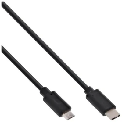 Image de InLine Câble USB C (M) pour Micro de type B 2.0 3 A 1 m noir