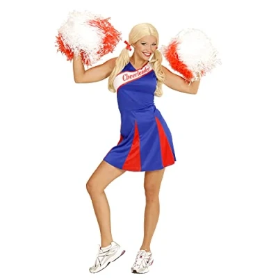 Afbeelding van Widmann Cheerleader Kostuum Amerikaanse Blauw / Rood Vrouw Blauw, Small Carnavalskleding Verkleedkleding