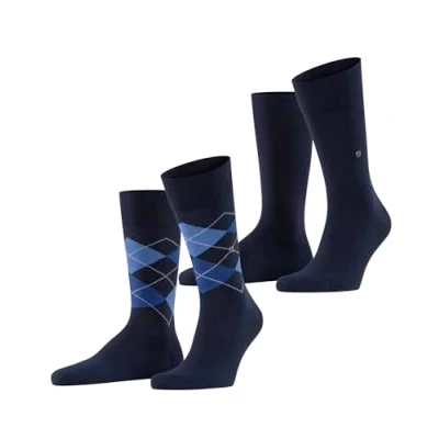 Image de Burlington Everyday Mix 2 Pack M SO coton motif fantaisie lot de paires, Chaussettes Homme, Bleu (Marine 6121), 40 46