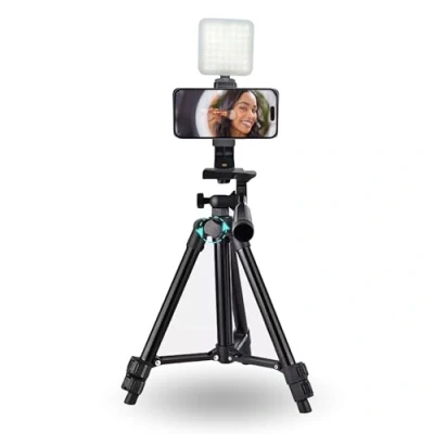 Afbeelding van TronicXL Tripod 30 60cm 4 delig statief met licht voor uw smartphone draaibare houder mobiele telefoon foto&#039;s, video&#039;s en meer in hoogte verstelbare tafelhouder videoconferentie livestream