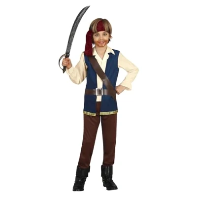 Afbeelding van Guirca Piraat &amp; Viking Kostuum Gevaarlijke Brutus Jongen Blauw, Bruin, Wit / Beige 3 4 jaar Carnavalskleding Verkleedkleding