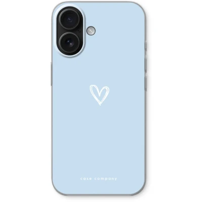 Afbeelding van Case Company® hoesje geschikt voor iPhone 16 Klein Hart Blauw Soft Cover Telefoonhoesje Bescherming aan alle Kanten en Schermrand