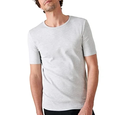 Image de Damart T Shirt Maille Classique Thermolactyl, Homme, Blanc, Taille S, Manches Courtes, Gris Chiné, 3XL