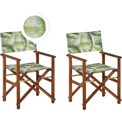 Afbeelding van Beliani CINE Tuinstoel set van 2 DonkerhoutWitBlad Polyester