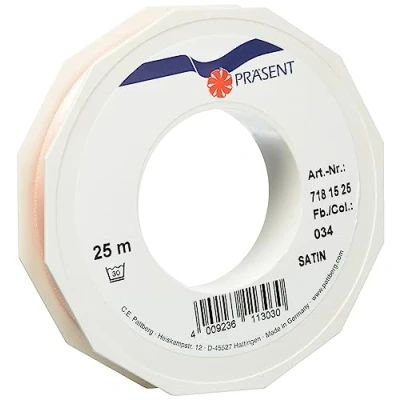 Afbeelding van Cadeaulint van polyester, 25 m x 15 mm, abrikoos
