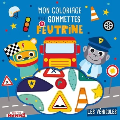 Afbeelding van LES VEHICULES MON COLORIAGE AVEC GOMMETTES EN FEUTRINE