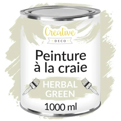 Afbeelding van Creative Deco 1000 ml Groen Krijt Verf Mat en Wasbaar Perfect voor Renovatie, Decoratie Decoupage van Meubels Egen Gradient Effect Mogelijk