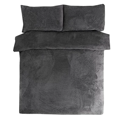 Afbeelding van Sleepdown Beddengoedset van fleece, voor éénpersoonsbed, antracietgrijs, fluweel, 135 x 200 cm, kussenslopen 48 cm 74 1 set