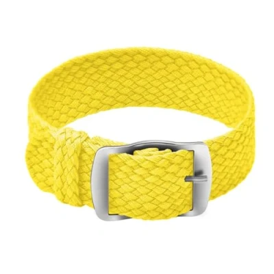 Afbeelding van Ullchro Horlogebandje, van nylon, uniseks, met roestvrijstalen zilveren gesp, geel, 22mm, Riemen.