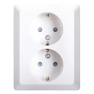 Afbeelding van Stopcontact ION Industries (Half opbouw, Dubbel, Randaarde, Wit)