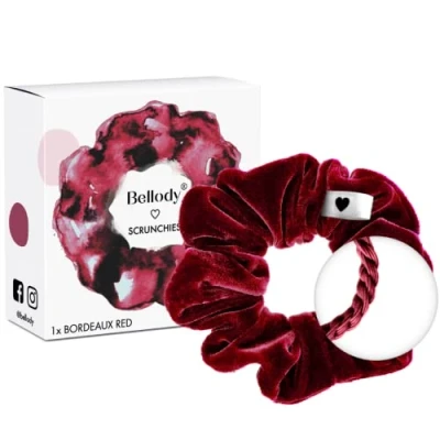 Afbeelding van Bellody® Originele haarelastiekjes elegante haarklemmen zorgen voor een goede grip (1 stuk, fluweel, rood)