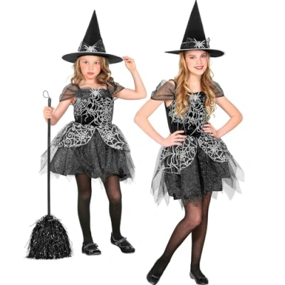 Afbeelding van Widmann Heks &amp; Spider Lady Voodoo Duistere Religie Kostuum Spinnen Spinderwebba Meisje Zwart Maat 128 Halloween Verkleedkleding