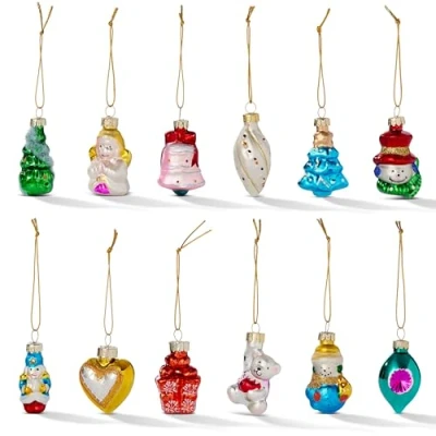 Afbeelding van THE TWIDDLERS 12 Vintage Glazen Kerstballen, 6cm Hangende Kerstboomversiering, Kerst Decoratie